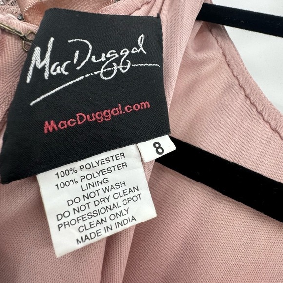 Mac Duggal Embellished Full Length Layered Sleeve Gown Dress Rose Pink SZ 8 NWT - Picture 11 of 13